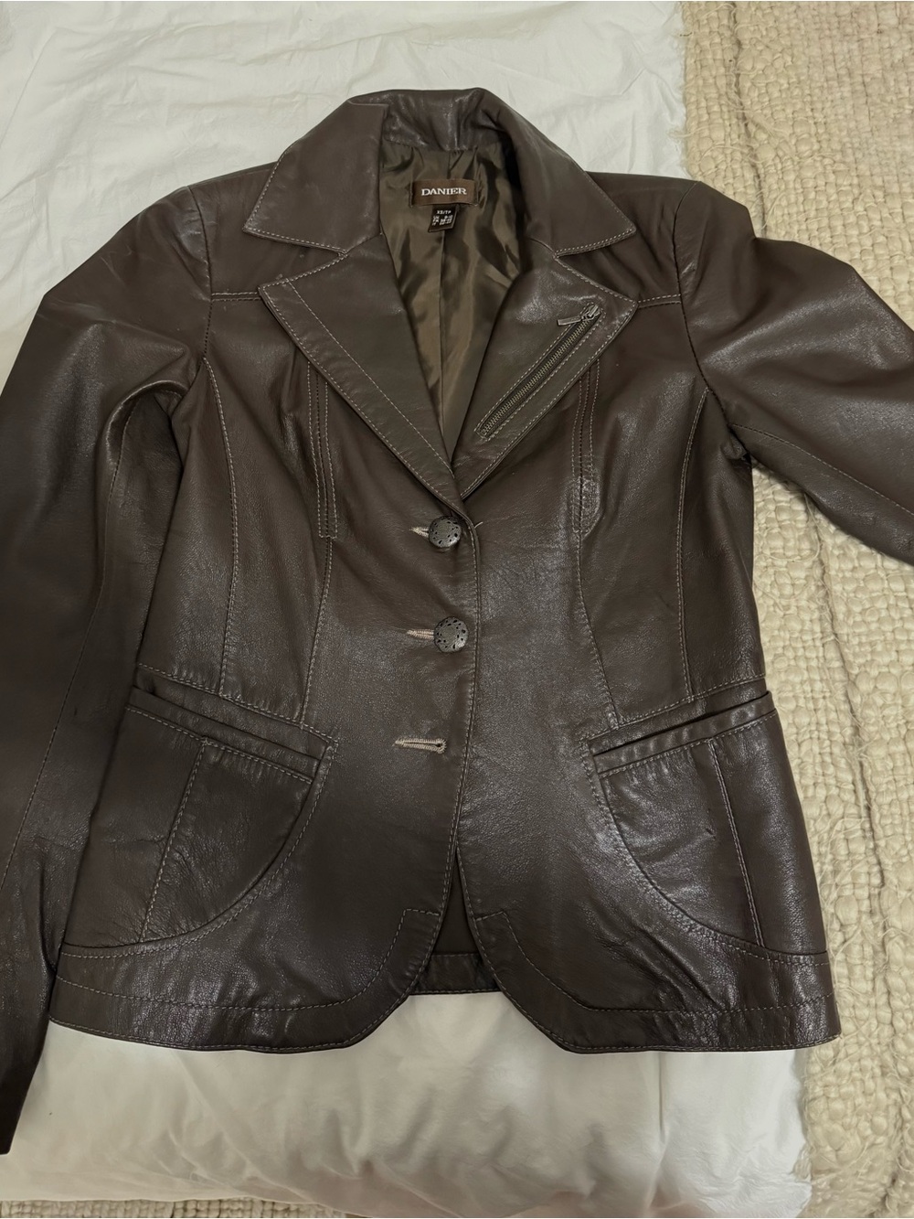 Danier Dark Brown Leather Blazer Jacket